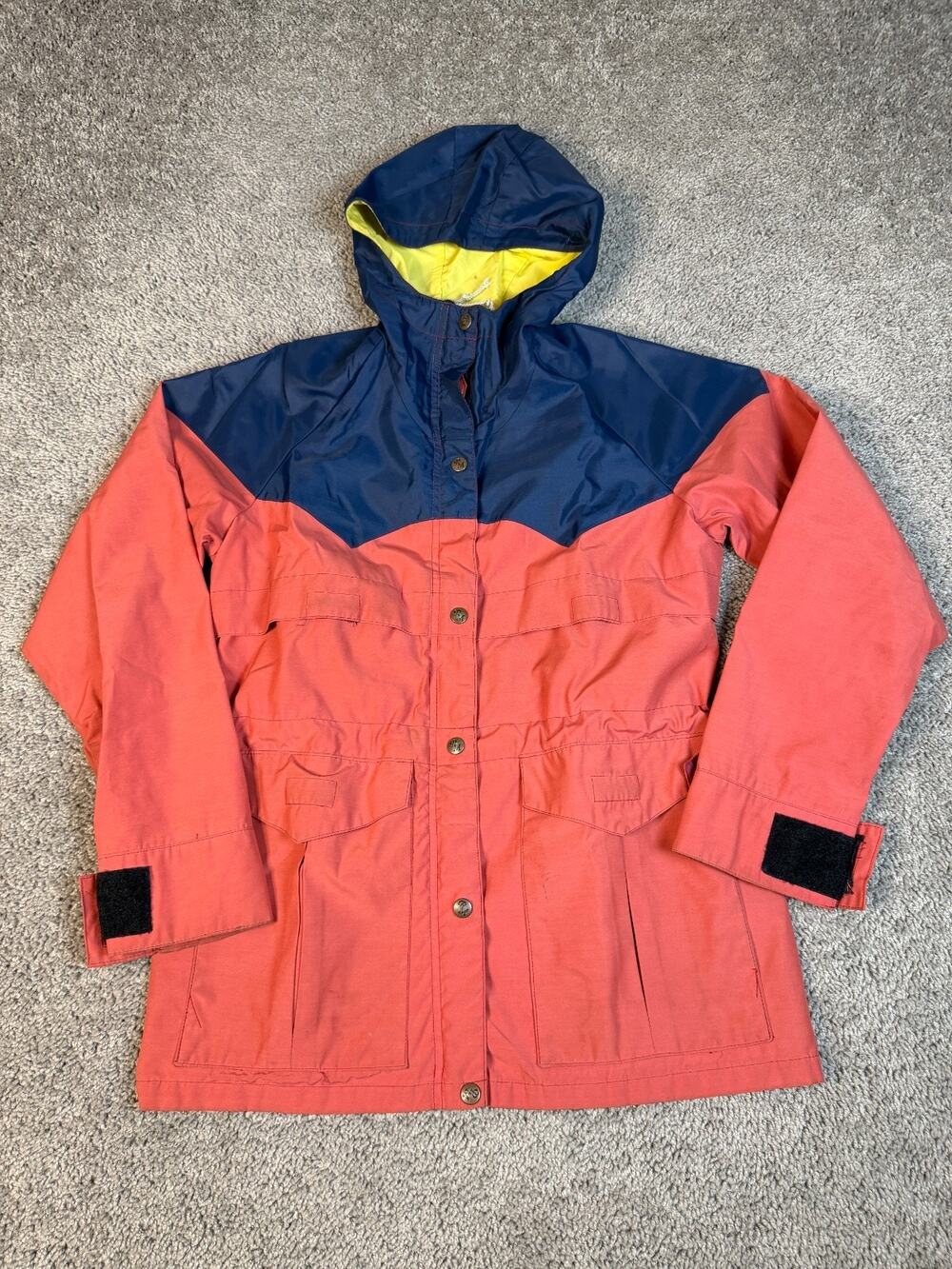 Vintage Powderhorn Mountaineering Coat Womens 10 Red Blue Hooded Ski Parka USA